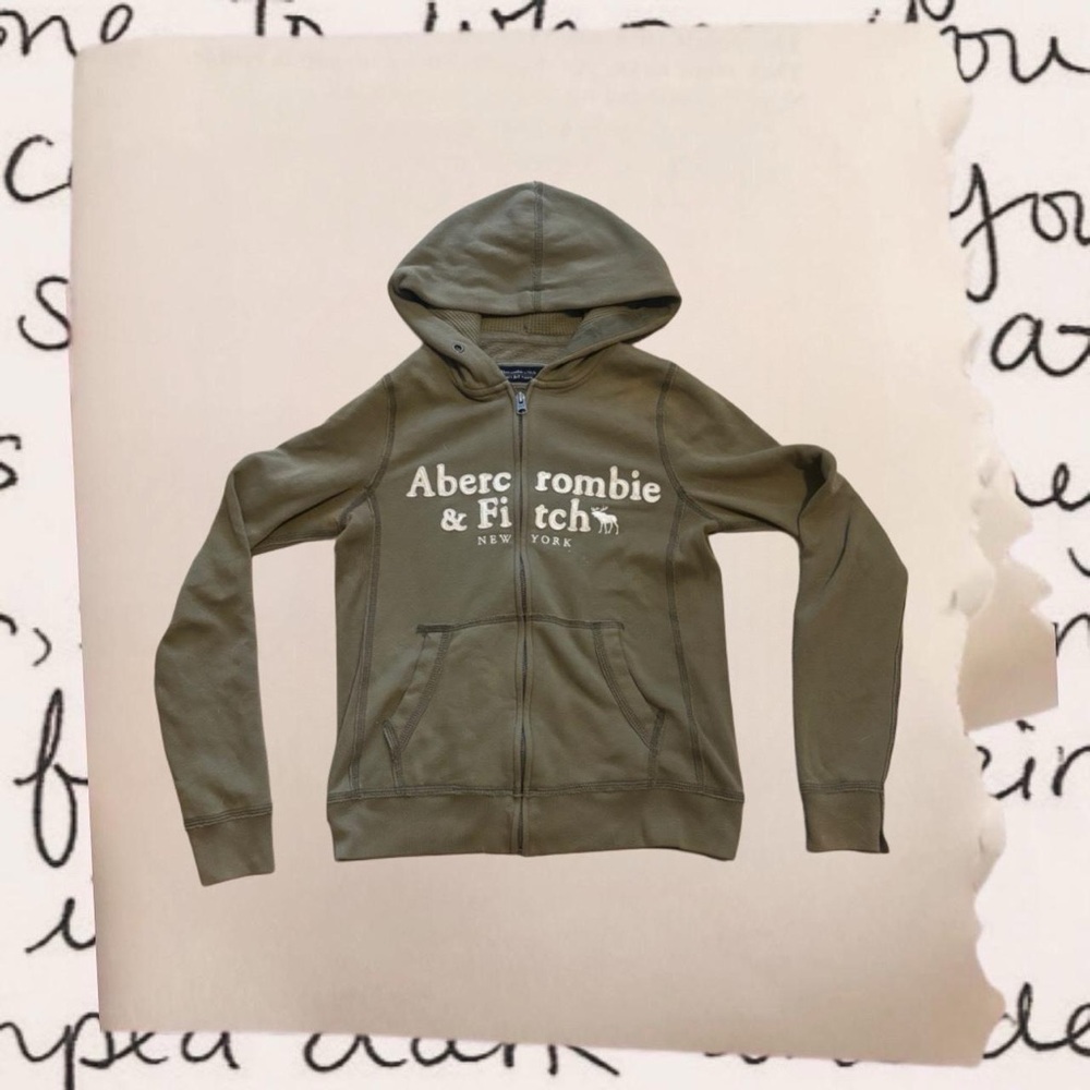 rare olive green abercrombie & fitch zip up hoodie